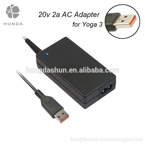 Universal 240v Mini AC Adapter 20v 2a for Yoga 3 Pro 1370 Laptop Charger